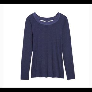 Le Lis Stitchfix Faux Suede Navy Blue Cut Out Long Sleeve Top Small
